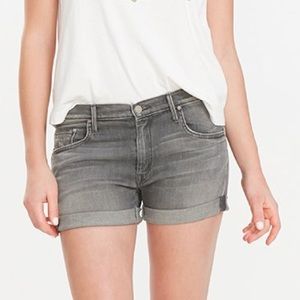 MOTHER Faded Gray Dropout Cuff Shorts
